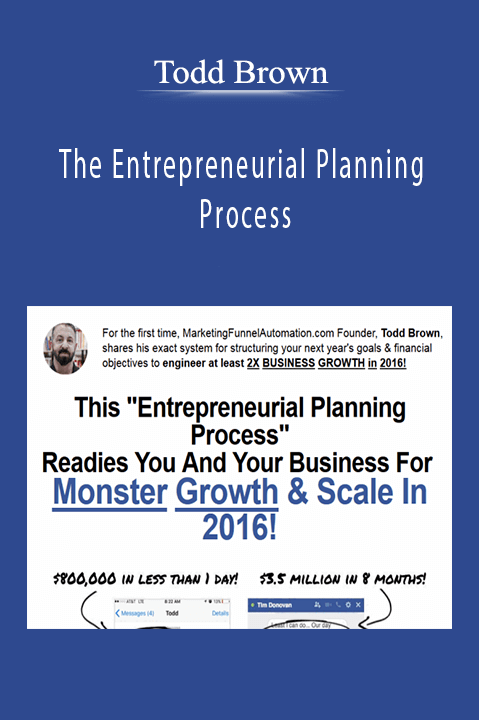 Todd Brown - The Entrepreneurial Planning Process